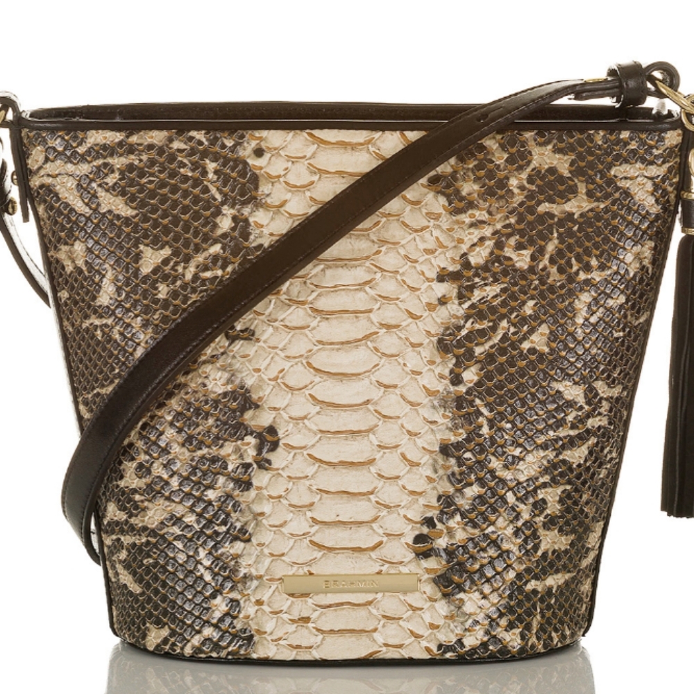 Brahmin Mini Quinn Espresso Mist Snake Crossbody